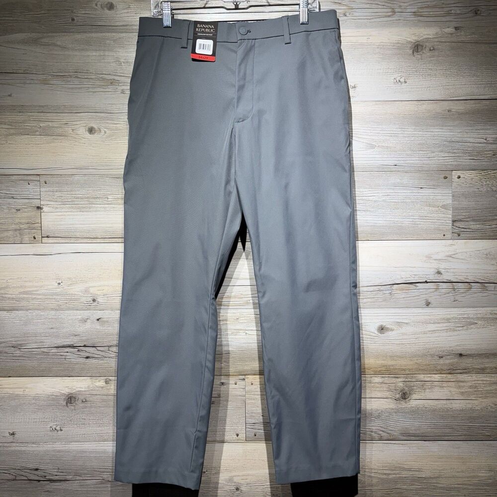 Banana Republic Commuter Flex Pant Mens 34x29 Gray Performance Tech Stretch